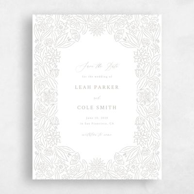 Grey Wedding Save the Date - Juliet Portrait Letterpress