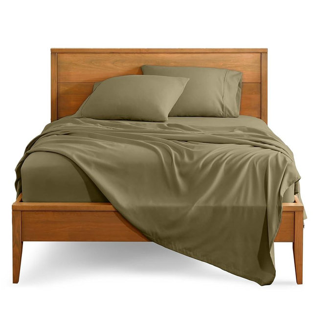 Bare Home King Sheet Set - Luxury 1800 Ultra-Soft Microfiber King Bed Sheets - Double Brushed - Deep Pockets - Easy Fit - 4 Piece Set - Bedding Sheets & Pillowcases (King, Olive)
