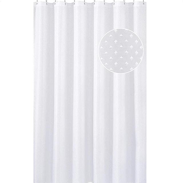 N&Y HOME Hotel Fabric Shower Curtain Liner or Shower Curtain with 2 Bottom Magnets, Machine Washable, Diamond Patterned White, 71 x 72 inches for Bathroom