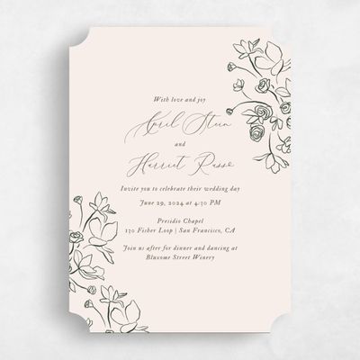 Beige Ticket Wedding Invitation - Keole Portrait