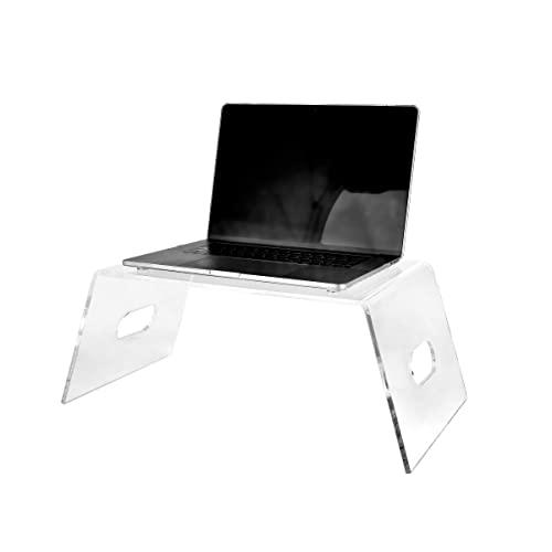 AdirHome Premium Acrylic Monitor Stand - Clear Laptop Riser, Desk Organizer & Under Storage - Portable Lap Top/TV Screen Tray & Mobile Drawing Table for Bed & Couch
