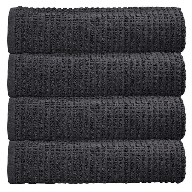 GLAMBURG 100% Pure Organic Cotton 4-Pack Bath Towel Set - OEKOTEX Organic Cotton - GOTS Certified - 4 Bath Towels 30X54 - Hotel & Spa Quality - Absorbent & Eco-Friendly - Charcoal Grey