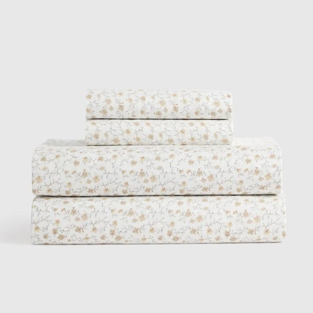 Classic Organic Percale Sheet Set - Full, Toffee Florette Color