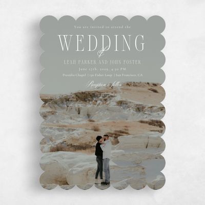 White Scalloped Wedding Invitation - Dermot Photo