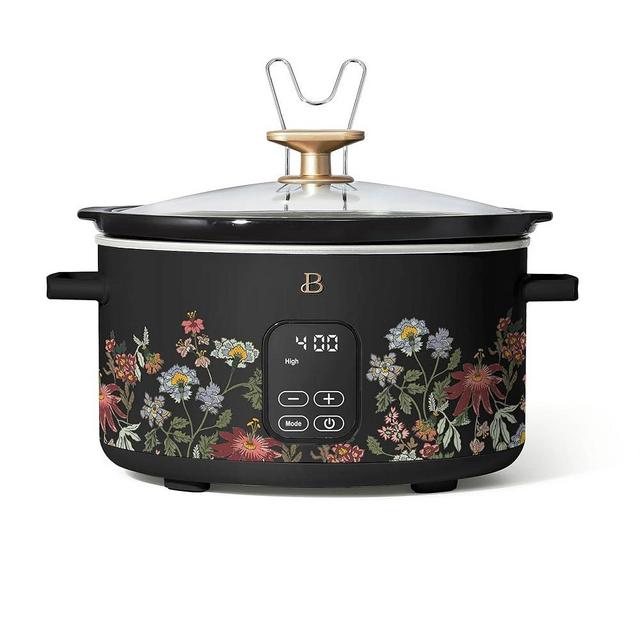 Beautiful 6 Qt Programmable Slow Cooker by Drew Barrymore - 5 Preset Cooking Functions, Digital Countdown Timer, Dishwasher-Safe Parts, and Cool-Touch Handles (Wildflower)