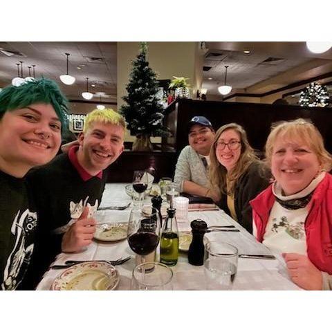 Maggiano's dinner with Anne's mom, Becca, brother, Tim and sister-in-law, Brittany. December 2023