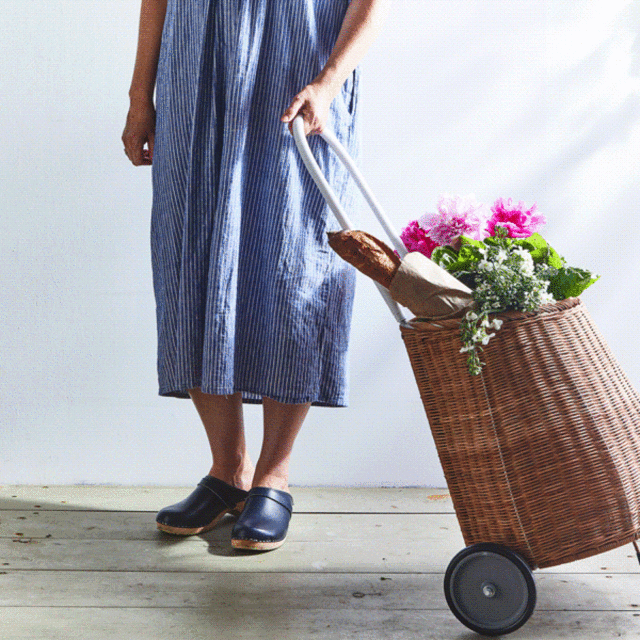 Rattan Rolling Market Cart