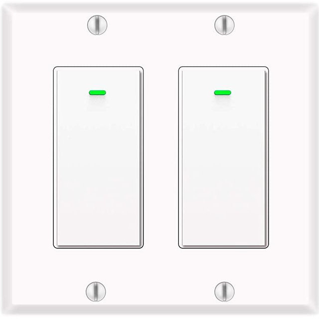 Alexa Light Switch, Double Smart WiFi Light Switches, Smart Switch 2 Gang Compatible with Alexa and Google Home, Neutral Wire Needed, with Remote Control, Timing Schedule, No hub Required (2Pack)