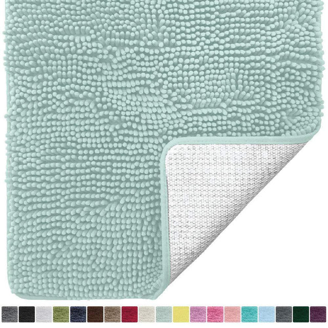 Gorilla Grip Original Luxury Chenille Bathroom Rug Mat, 30x20, Extra Soft and Absorbent Shaggy Rugs, Machine Wash Dry, Perfect Plush Carpet Mats for Tub, Shower, and Bath Room, Sea Blue