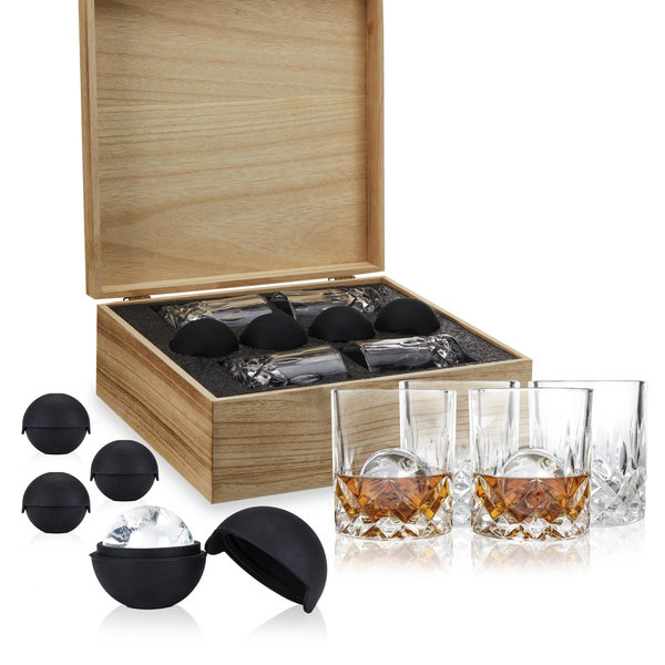 その他 ICE LIQUID Artist Whisky Collection Set Viski, 8-Piece Liquor Glass & Ice Sphere Box Gift Box Set | Zola