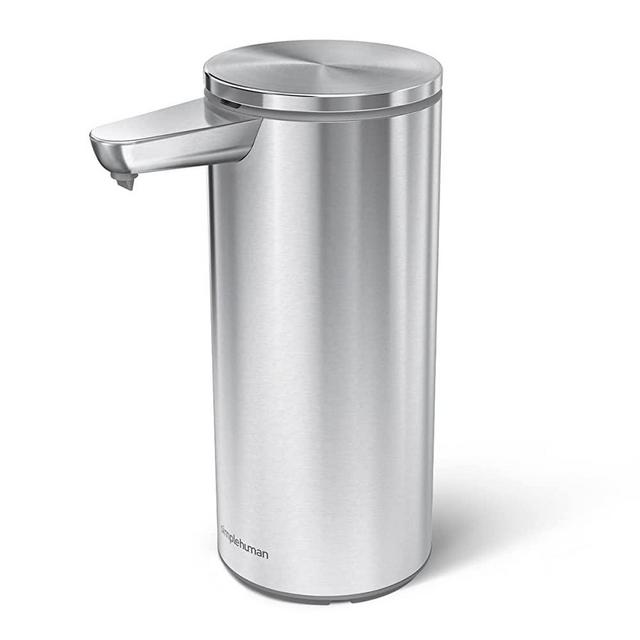 simplehuman 14 oz. Touch-Free Rechargeable Sensor Liquid Soap Pump Dispenser, Brushed Stainless Steel