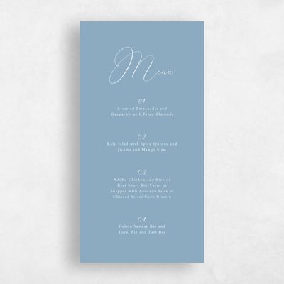 Dusty Blue Wedding Menu - Belencito