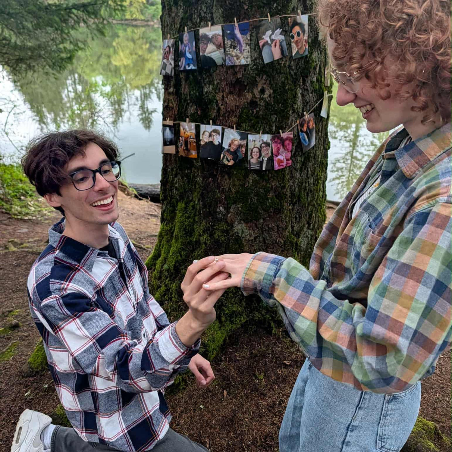 Gabe proposed on April 13th, while we were visiting some of his family and friends in Washington. While on a walk, Maddie and Austin set up these pictures, and Lily was so surprised.