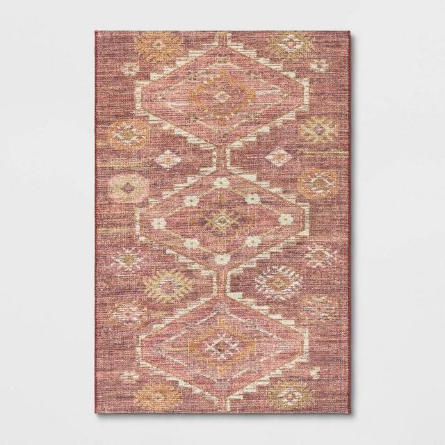 4'x6' Southbury Washable Printed Diamond Persian Style Rug Rust - Threshold™