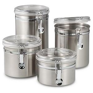 Oggi™ Airtight Stainless Steel Canisters with Acrylic Tops (Set of 4)