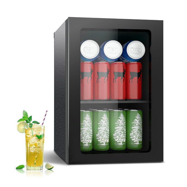 DOGHLY 0.95 Cu.ft Mini Fridge Holds 24 Cans, Beverage Refrigerator Cooler, Solid Door, Manual Temperature Control (at the Back), Quiet Compact Drink Fridge for Soda, Beer, Wine, Office, Dorm, Bar