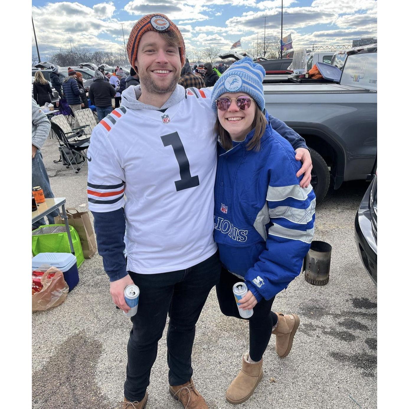 November 2022: One of many tailgates Josh & Hallie attended cheering on their respective teams
