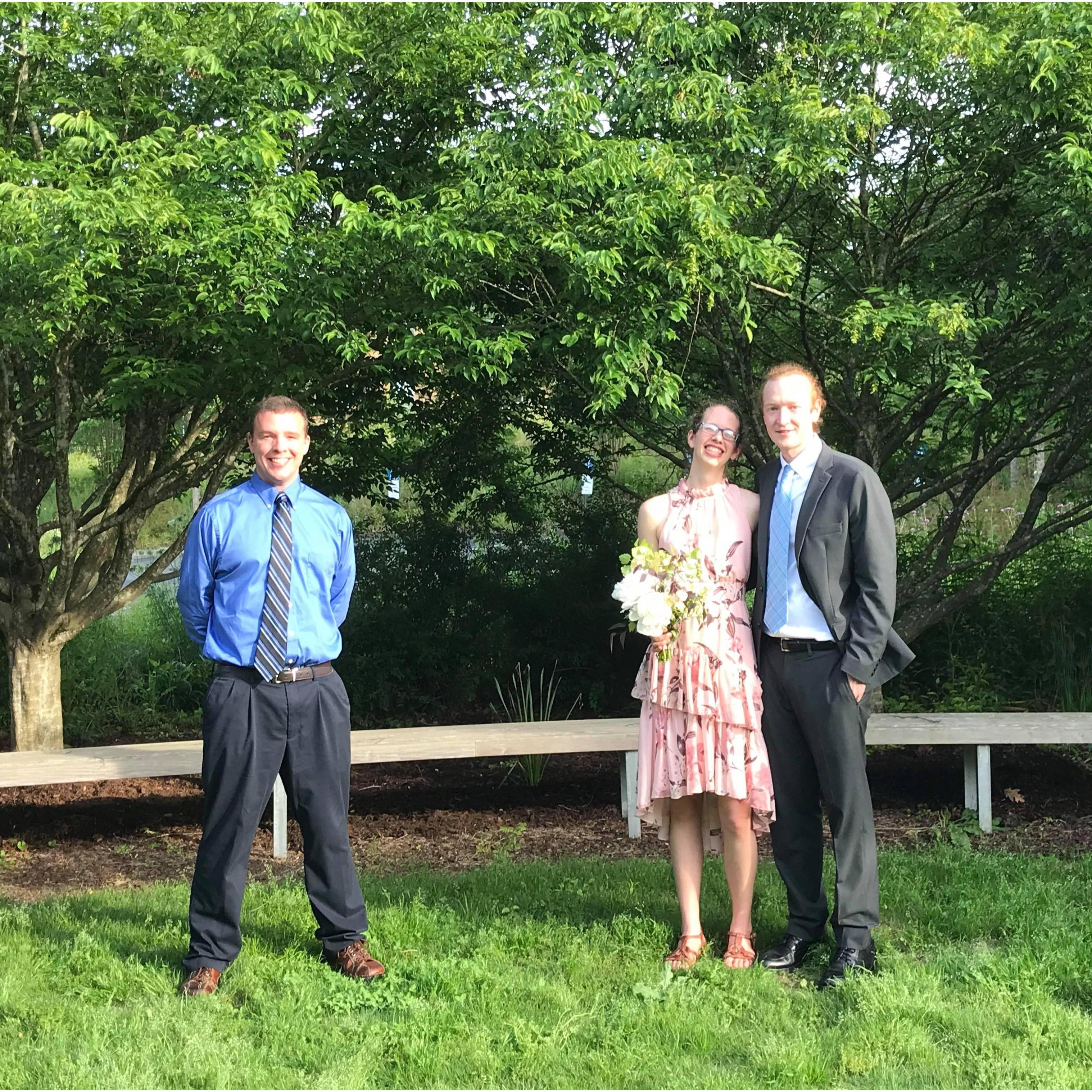 Laura and Dan with groomsman Jason