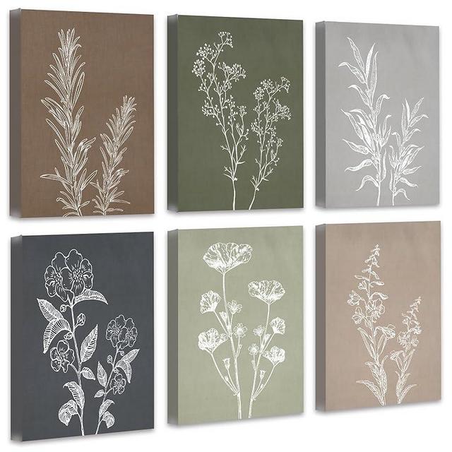 Drsoum Botanical Wall Art Framed Boho Wall Art Decor Wooded Minimalist Vintage Print Modern Rustic Farmhouse Home Kitchen Decor 8x10inx6pcs