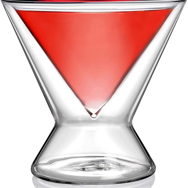 Dragon Glassware Martini Glasses, Stemless Insulating Double Walled Cocktail Glasses, 7-Ounce, Set of 4
