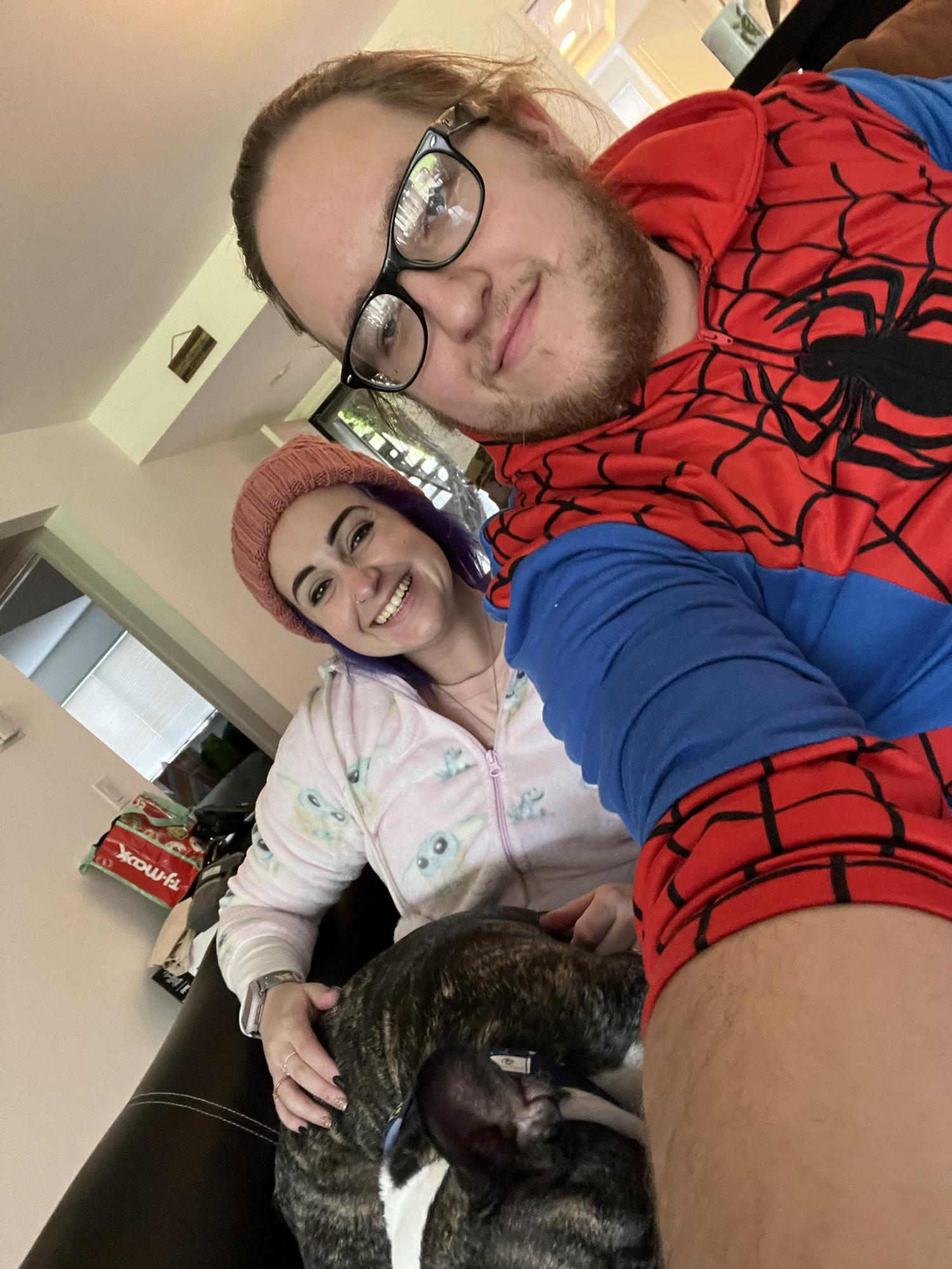 12.25.21 - Christmas in Onesies! With Benji who did not care to partake in the family photo.