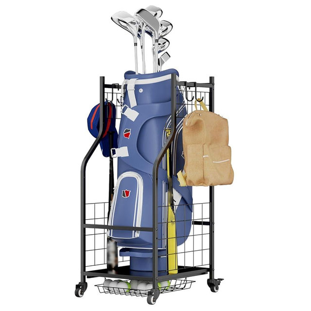 ROOMTEC Golf Bag Storage Garage Organizer,Golf Club Bag Storage Rack for Garage, Extra Storage Rack for Golf Clubs,Golf Bag Organizer Fit for Garage,Shed,Basement