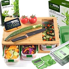 Bamboo Cutting Board With Containers And LOCKING LID