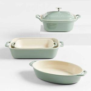 Crate & Barrel Staub ® 5-Piece Eucalyptus Green Ceramic Baking Dish Set