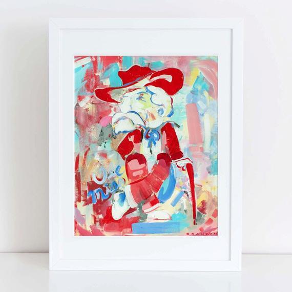 Ole Miss Rebels Colonel Reb Throwback Mascot Painting Print