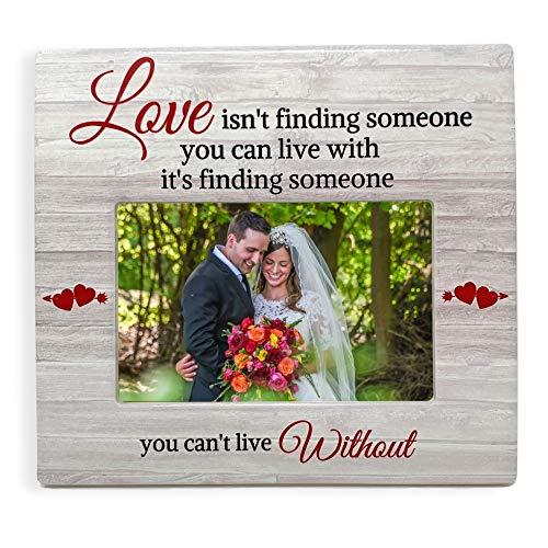 BANBERRY DESIGNS - Love Picture Frame - Someone You Can't Live Without Saying - White Washed Barn Board Like Background - 4 X 6 Photograph - Valentine's Day Picture Frame
