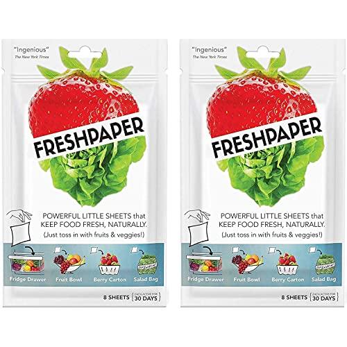 FRESHPAPER, Food Saver Sheets for Produce, Keep Fruits and Vegetables Fresh, Perfect for Food Storage, Healthy Meal Prep, BPA Free, Made in USA - 2-Pack