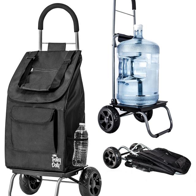 Trolley Dolly, Black Shopping Grocery Foldable Cart