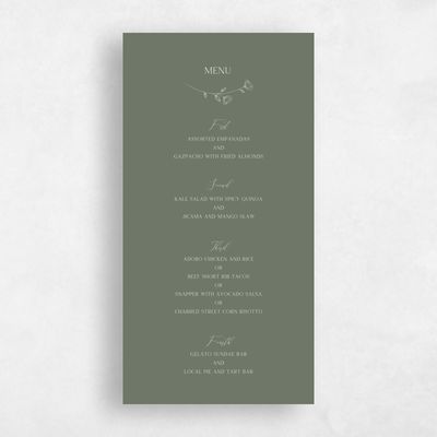 Dark Sage, Green Wedding Menu - Luana