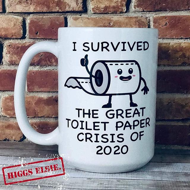 Funny I survived toilet paper crisis 2020 big large 15 ounce capacity coffee cup mug TP shortage humor gag gift white elephant co-worke Coffee Mug