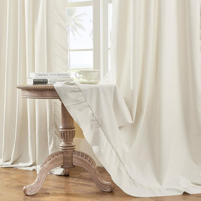 FOLKSIDE Cream Ivory Ruffle Curtains 84 Inch Length 2 Panels Set for Living Room Bedroom Shabby Chic Drapes Rod Pocket Light Reducing Window Curtains for Kids Girls Nursery Room Backdrop Decor, 52x84