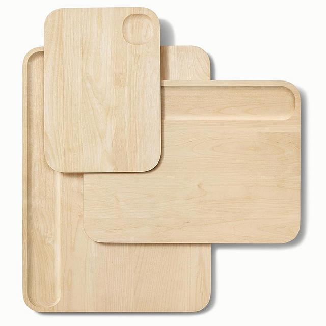 Caraway 4-Piece Cutting Board Set - Wood Cutting Board Set - Made From FSC-Certified Birch Wood - Mineral Oil & Wax Finish - 3 Sizes - Small, Medium, & Large - Storage Organizers Included