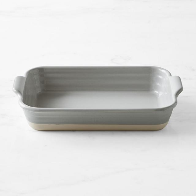 Emile Henry French Ceramic Potter Rectagular Baker, Artisan Glaze Grey