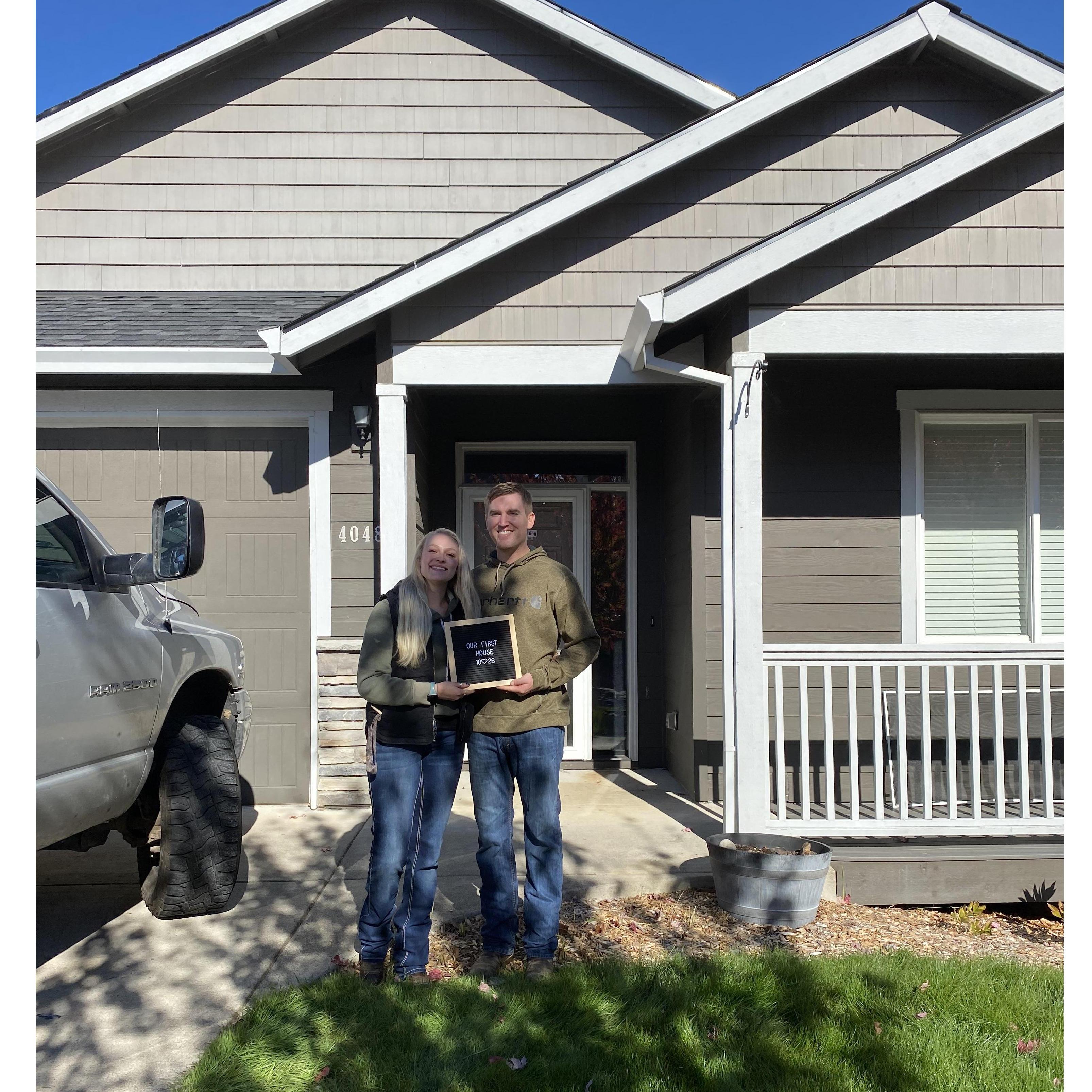 Our first picture in front of our first house!