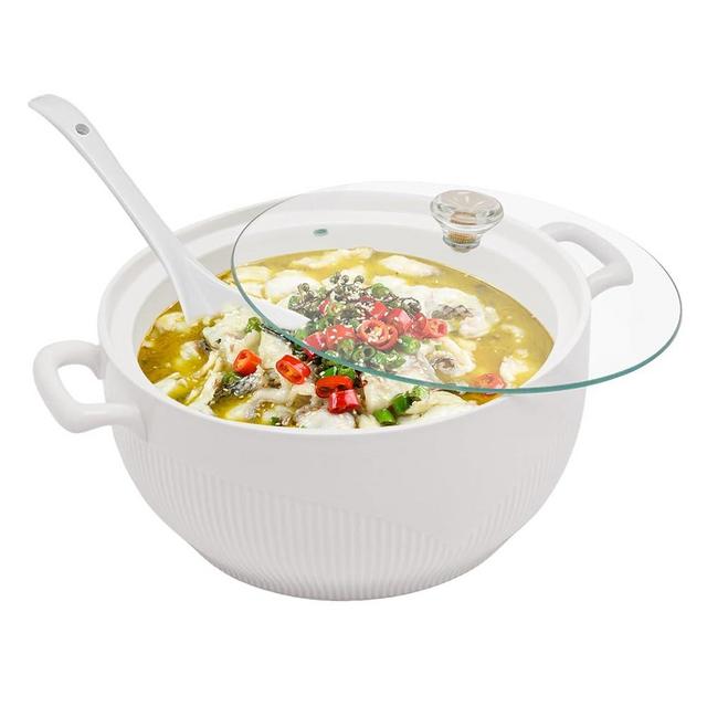 3000ml Ceramic Soup Tureen with Glass Lid,Round Porcelain Serving Soup Tureen,Heat-resistant Premium Ceramic Bowls Lid Cooking Soup,for Restaurant Home Kitchen Decoration,White Porcelain(8.54in)