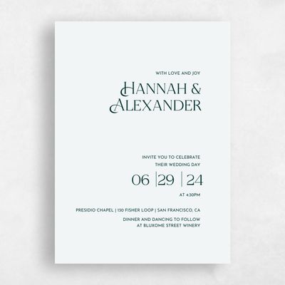 Mist, Blue Wedding Invitation - Ginami Portrait