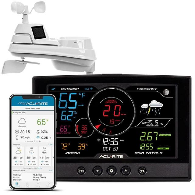 AcuRite Iris Weather Station with Wireless Wi-Fi Connection for Home (01544), Black