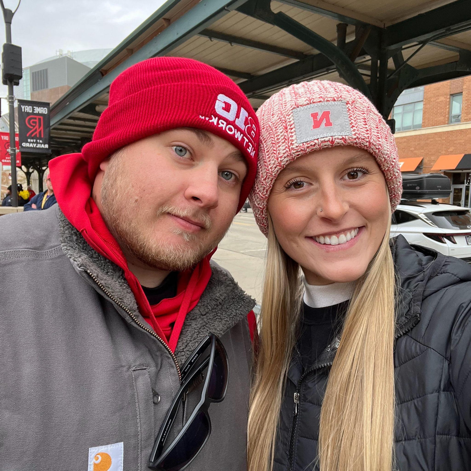 Watching Husker Football in The Railyard, Downtown Lincoln