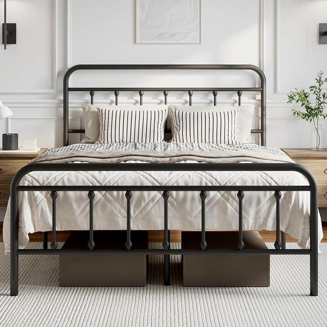 Novilla Metal Full Size Bed Frame - Modern Minimalist Victorian Style with Headboard/Footboard, Heavy-Duty Steel Slats/Underbed Storage/No Box Spring Needed/Easy Assembly/Noise Free/Black