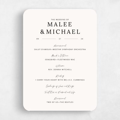 Beige Rounded Wedding Program - Keanu