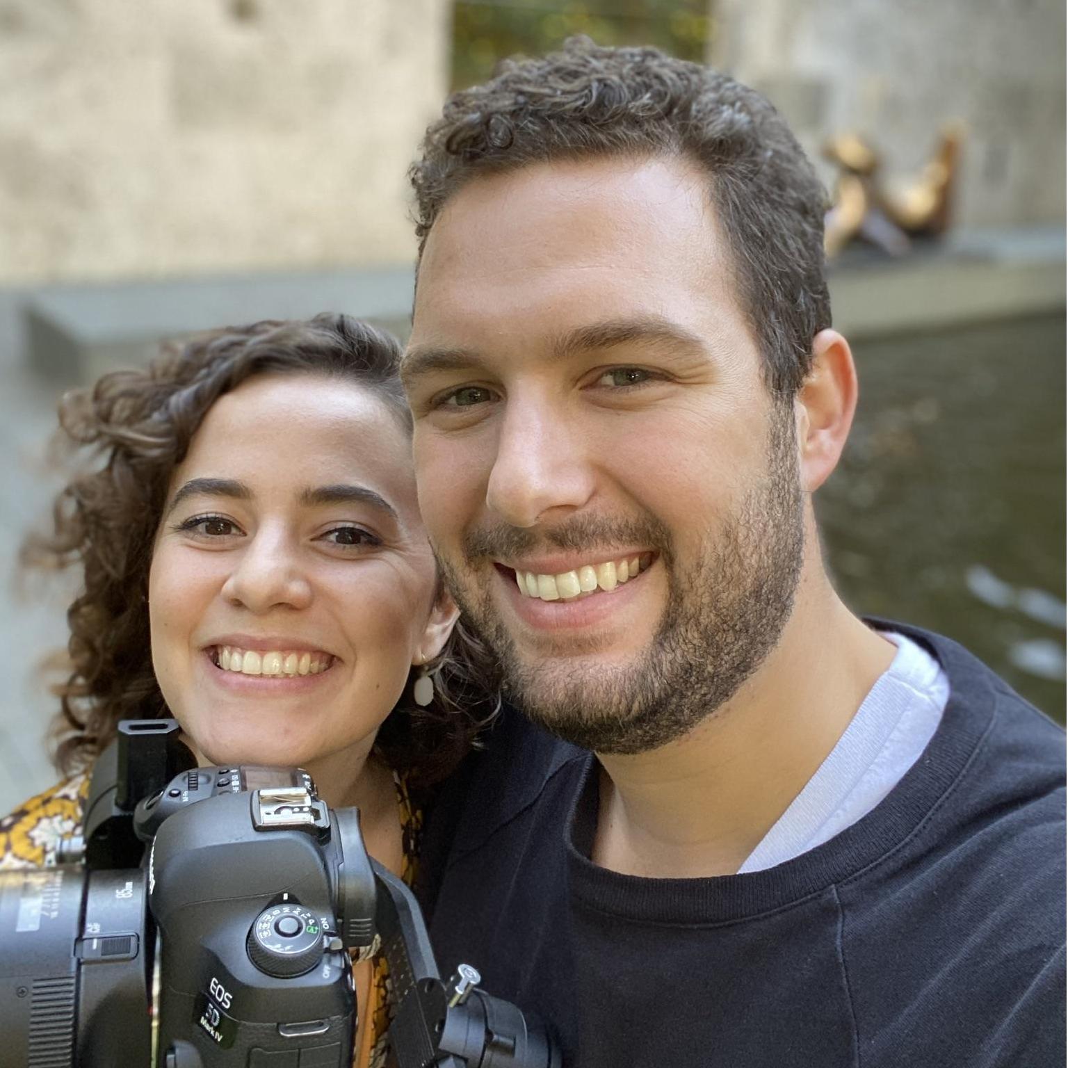Shooting a wedding together at the Nasher Sculpture Center.