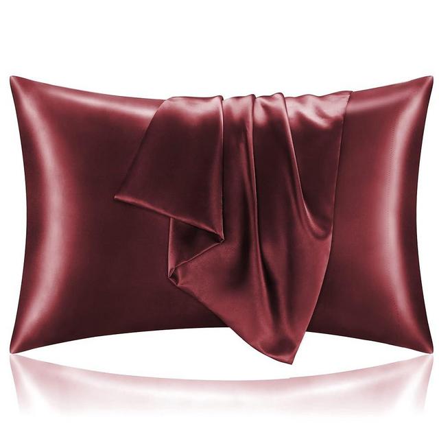 BEDELITE Satin Pillowcase for Hair and Skin, Queen Pillow Cases Set of 2 Pack, Super Soft Silky Burgundy Pillow Case with Envelope Closure (20x30 Inches)