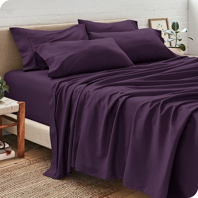 Bare Home King Sheet Set - 6 Piece Set - Hotel Luxury Bed Sheets - Ultra Soft - Deep Pockets - Easy Fit - Cooling & Breathable Sheets - Wrinkle Resistant - Cozy - Plum - King Sheets - 6 PC