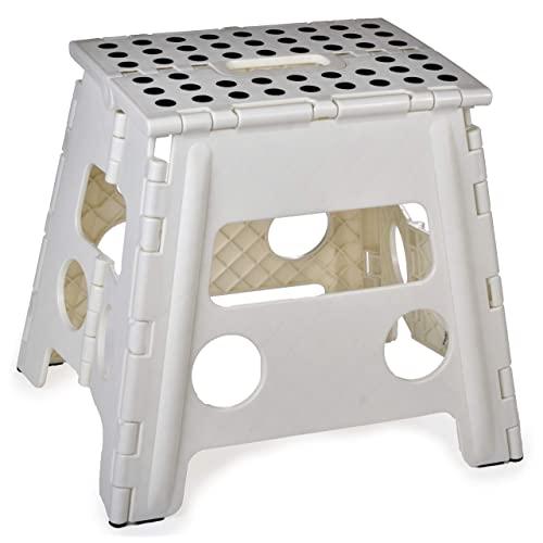 Folding Step Stool, 13 Inch - The Anti-Skid Step Stool is Sturdy to Support Adults and Safe Enough for Kids. Opens Easy with One Flip. Great for Kitchen, Bathroom, Bedroom, Kids or Adults. (White)