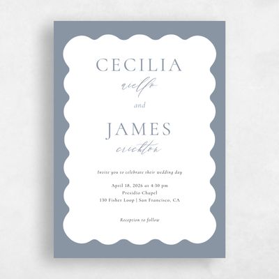 Periwinkle Gray, Grey Wedding Invitation - Biltmore Classic