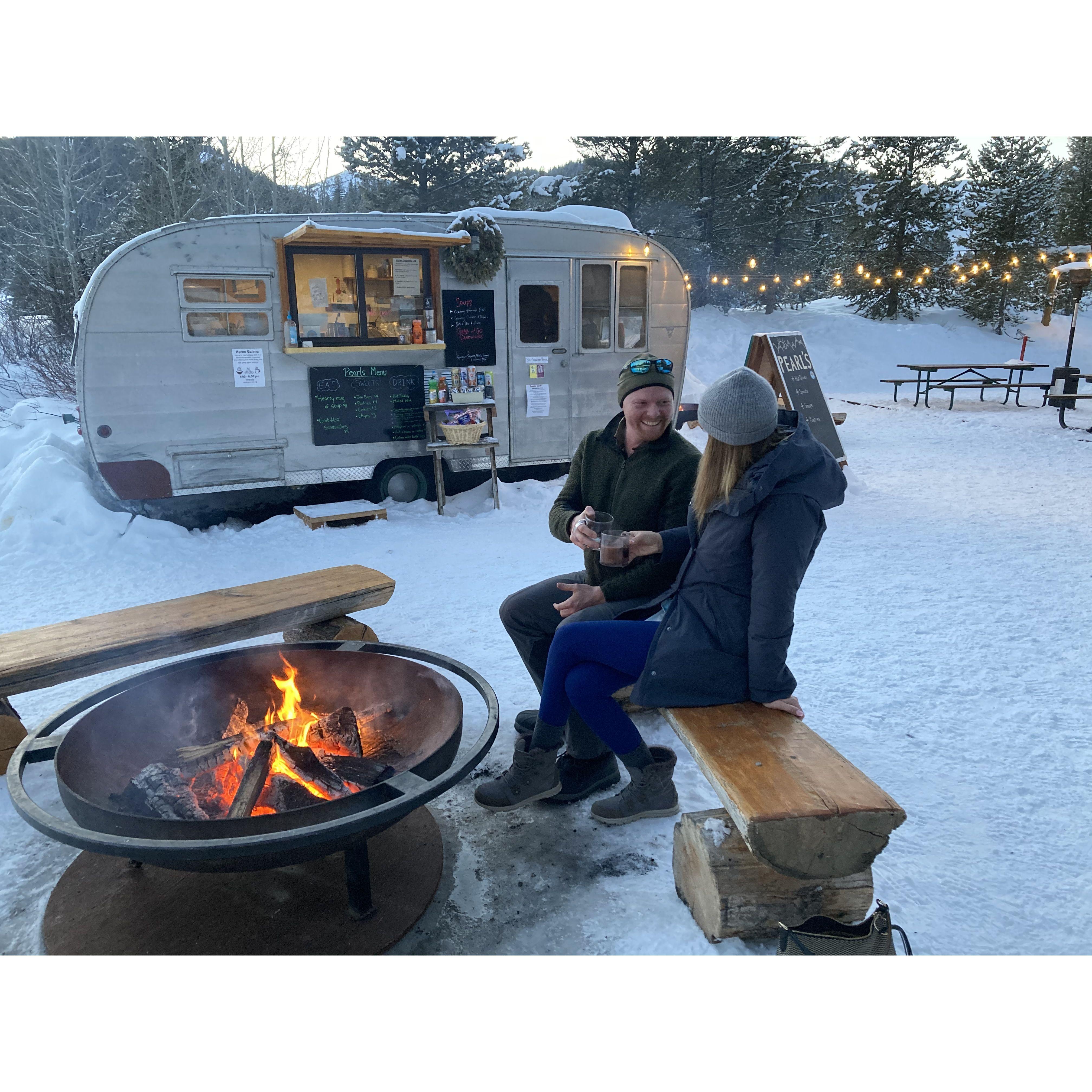 Enjoying snowy evenings in Idaho